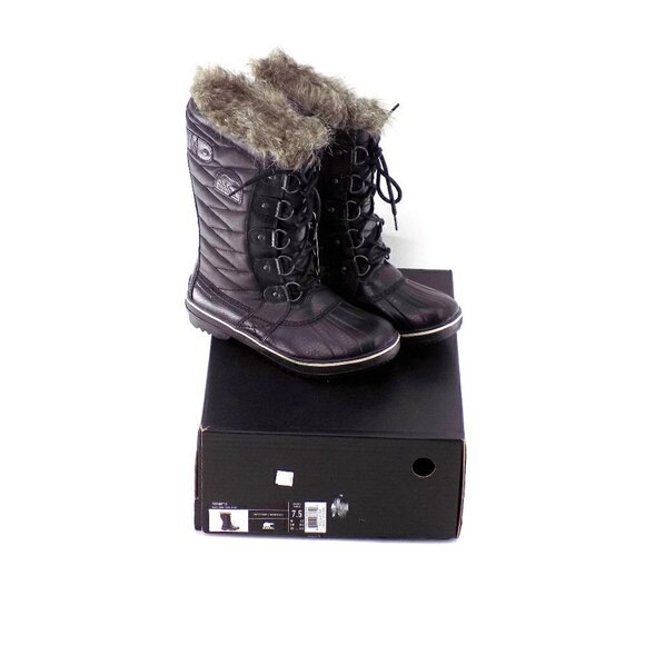 Sorel Tofino II Boots Size 7.5 Waterproof Insulated Black Faux Fur Lace Up - Picture 3 of 9